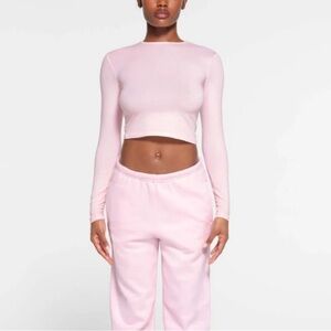 SKIMS Vintage Crop Long Sleeve in Cherry Blossom